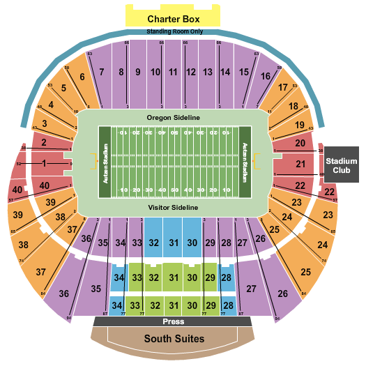 Autzen Stadium University of Oregon Seating Chart